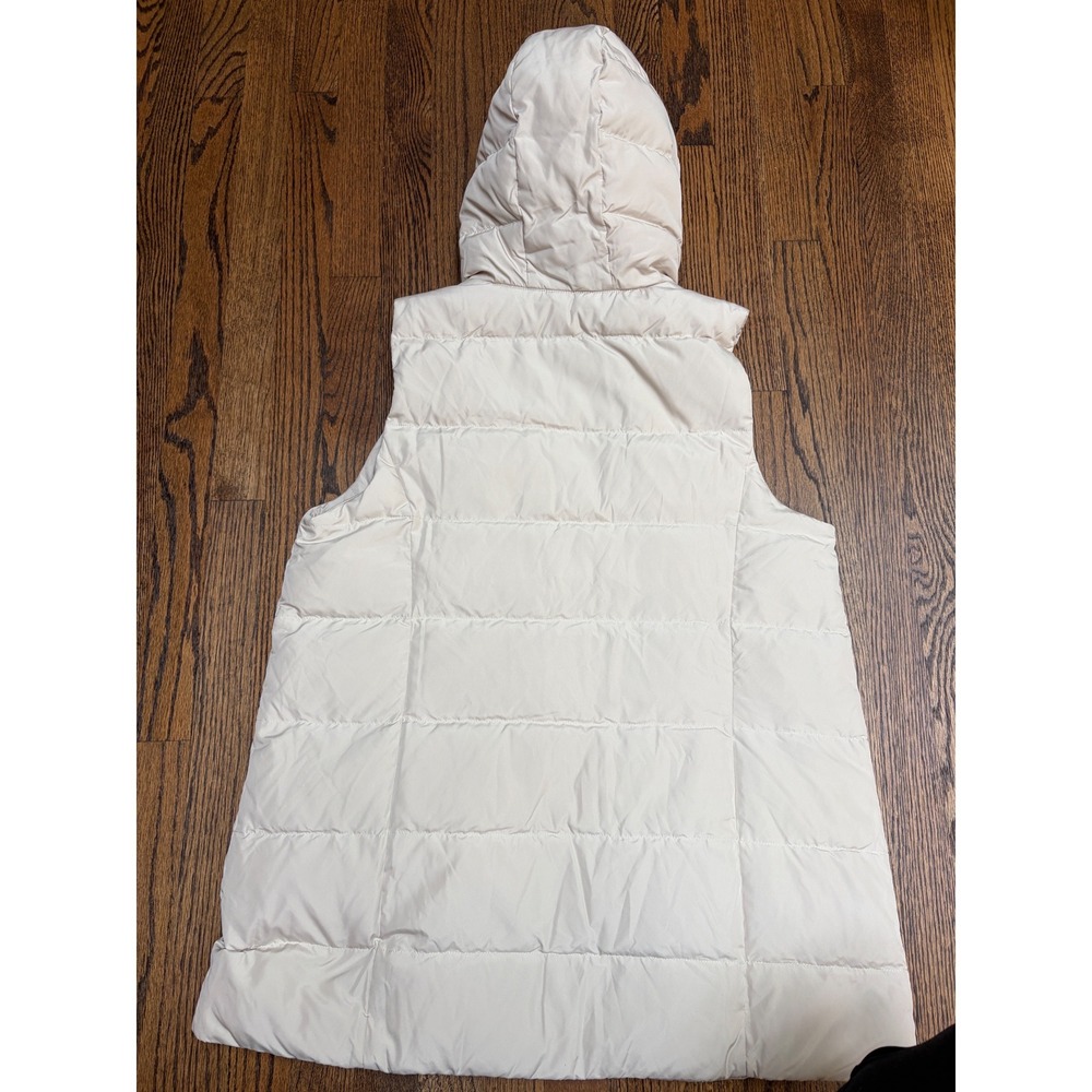 J. Jill Down Puffer Vest Off White Tan Down Filled Hooded Quiet Luxury Gorpcore - Picture 7 of 7